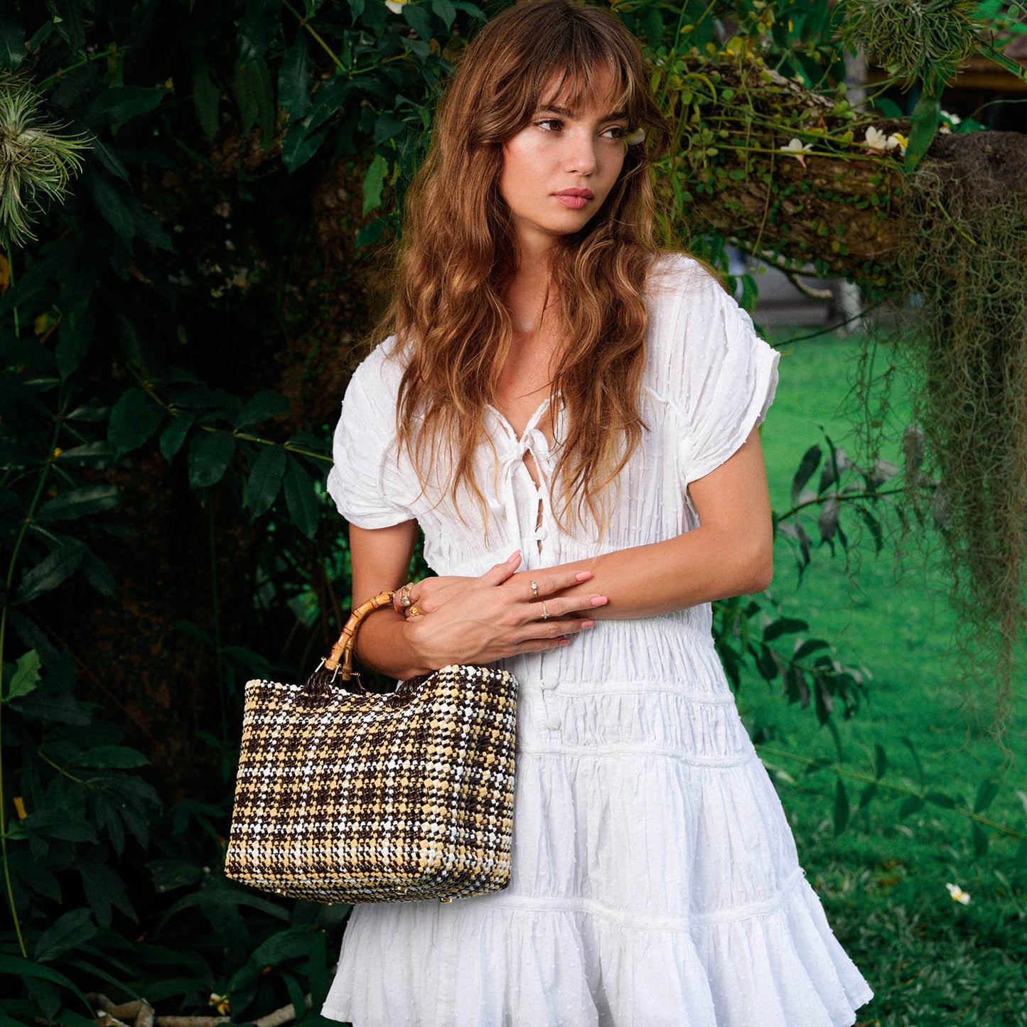 SRIKANDI Mini Ruffle Dress In White