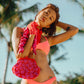 ARNOLDI JEAN Hand-beaded Clutch, in Red & Pink