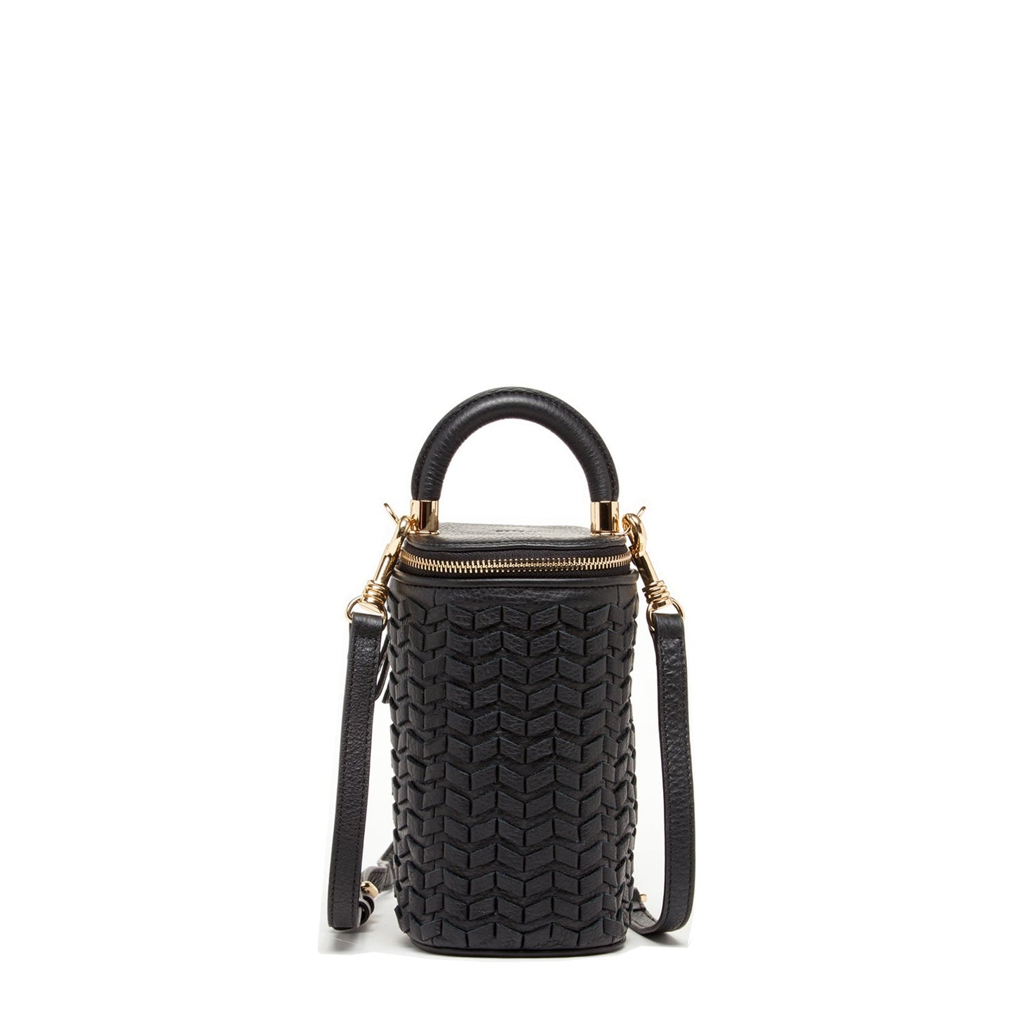 Mini Purse Leather Black Crossbody Bag Weave Small Bucket Bag Women's Handbag