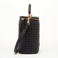 Mini Purse Leather Black Crossbody Bag Weave Small Bucket Bag Women's Handbag