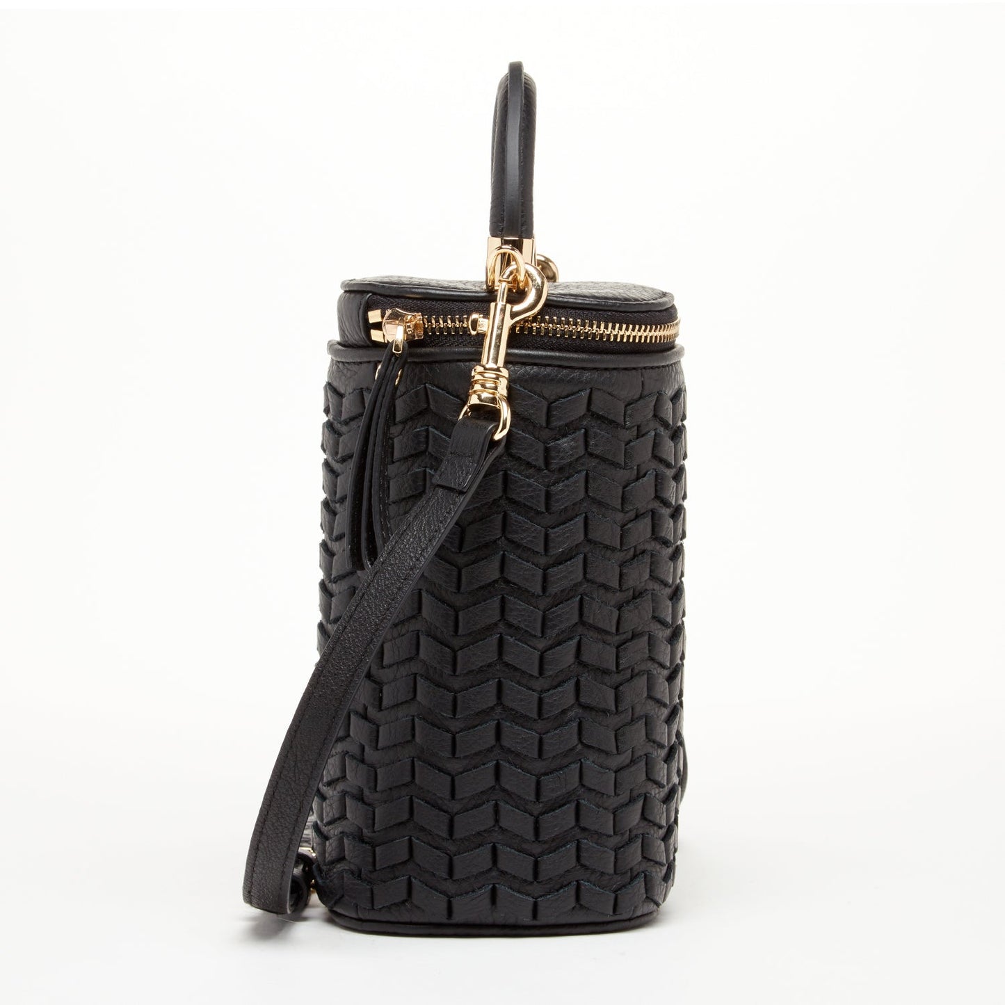 Mini Purse Leather Black Crossbody Bag Weave Small Bucket Bag Women's Handbag