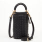Mini Purse Leather Black Crossbody Bag Weave Small Bucket Bag Women's Handbag