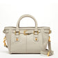 Top Handle Leather Satchel Bag Grayish Beige Purse Crossbody Bag for Women