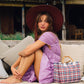 LOLO Wide-brim Jute Boater Hat in Burgundy