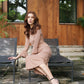 MARJORIE Ruffle Rib Dress, in Camel Brown