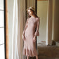 MARJORIE Ruffle Rib Dress, in Camel Brown