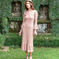MARJORIE Ruffle Rib Dress, in Camel Brown
