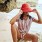 NAOMI Jute Clochet Straw Hat In Red