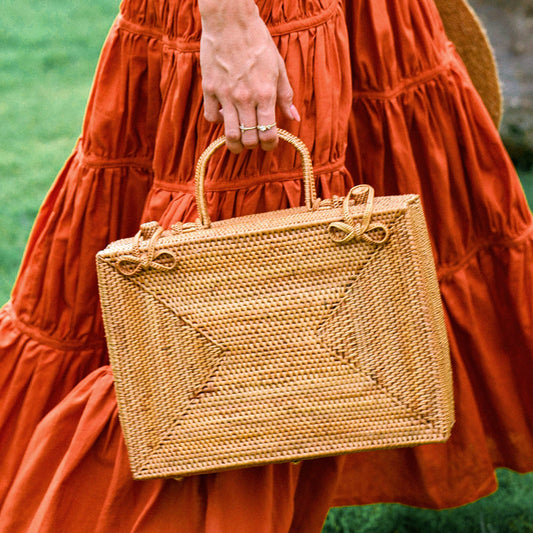 RAHAYU Atta Rattan Bag In Mocca Brown