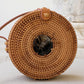 Tan Tien Buffalo Horn Centerpiece Circle Wicker Rattan Bag
