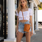 Leather Bucket Bag  Small Crossbody Orange Purse Women's Handbag