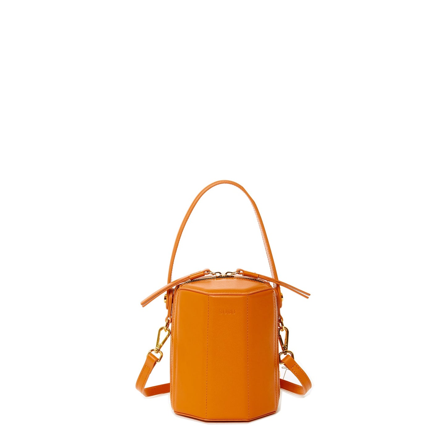 Leather Bucket Bag  Small Crossbody Orange Purse Women's Handbag