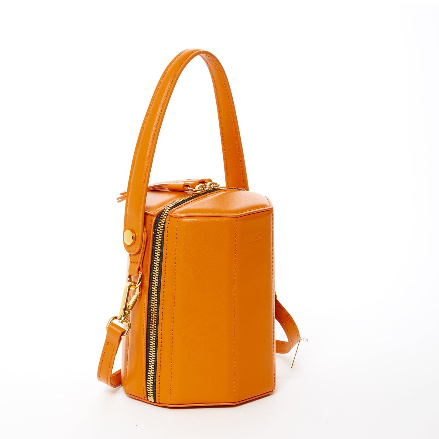 Leather Bucket Bag  Small Crossbody Orange Purse Women's Handbag