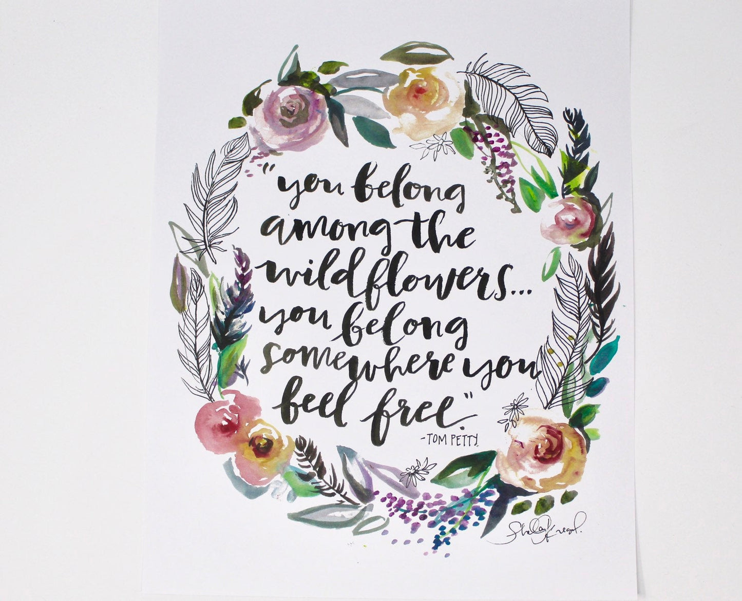 Wildflowers Tom Petty Art Print, 11x14, Inspirational Artwork, Home Decor, Floral